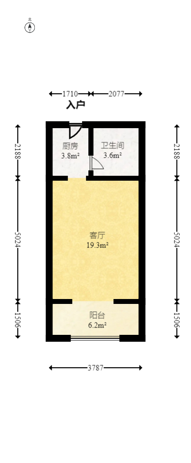 花漾年华（桂花园）  1室1厅1卫   37.00万室内图1