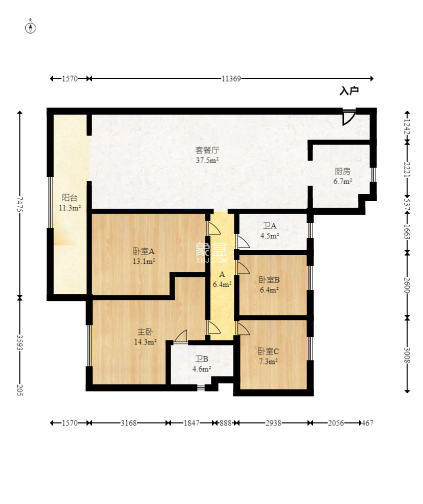 越秀悦湖台  4室2厅2卫   236.00万