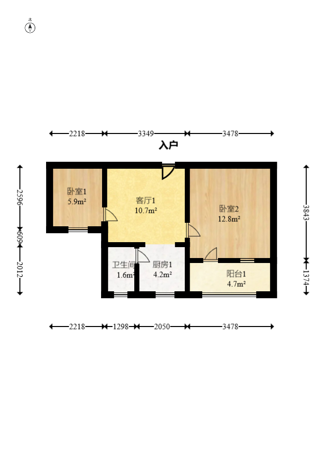 印染厂宿舍  2室1厅1卫    38.0万室内图1