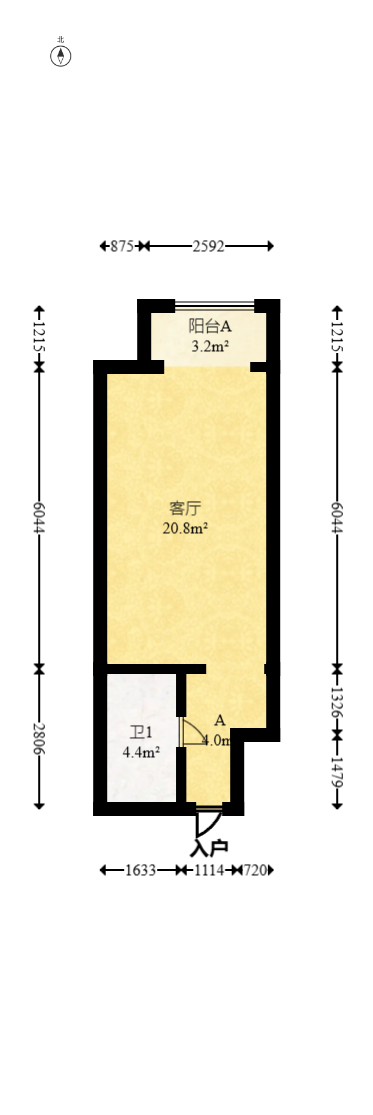 喜盈门范城  1室1厅1卫   39.00万室内图1