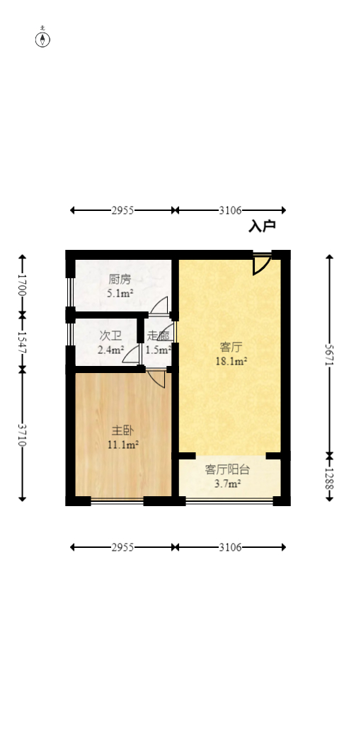 南海幸福城  1室1厅1卫    107.0万室内图1