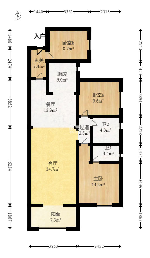 潤和長郡（潤和紫郡二三期）  3室2廳2衛(wèi)   77.90萬