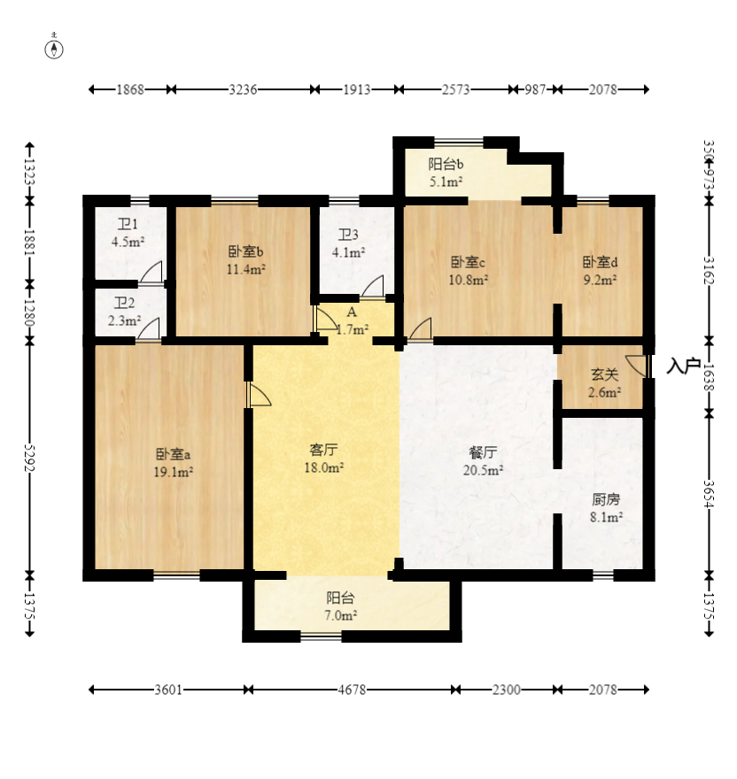 润和长郡（润和紫郡二三期）  4室2厅2卫   112.00万室内图1