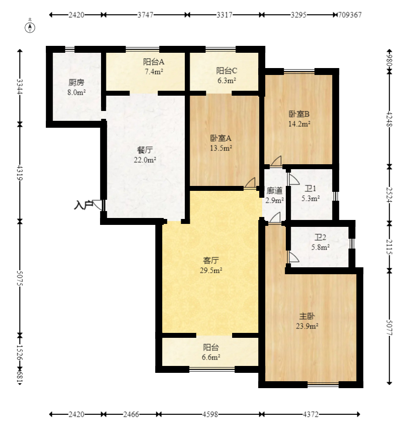 中建麓山和苑  3室2厅2卫   106.80万室内图1