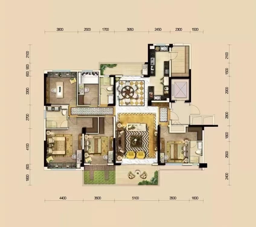 悦江山  4室2厅2卫   90.00万户型图