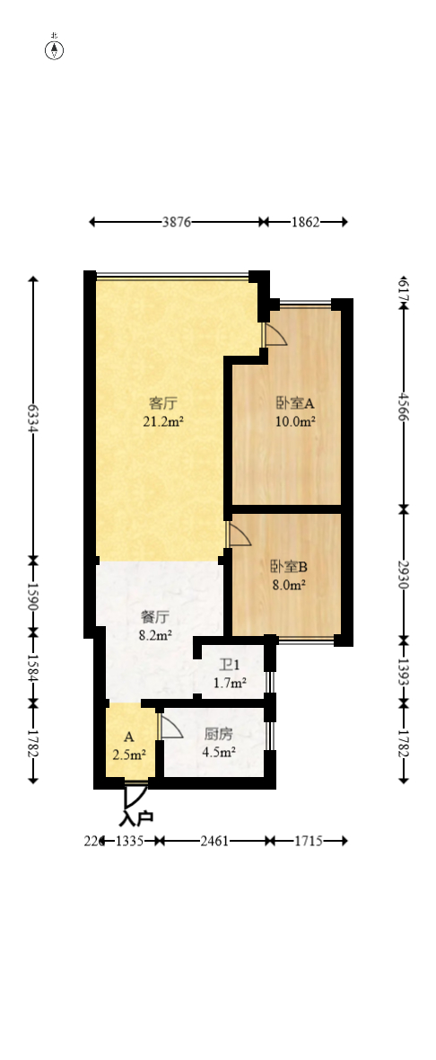 金轮星光名座  2室1厅1卫   68.00万室内图1