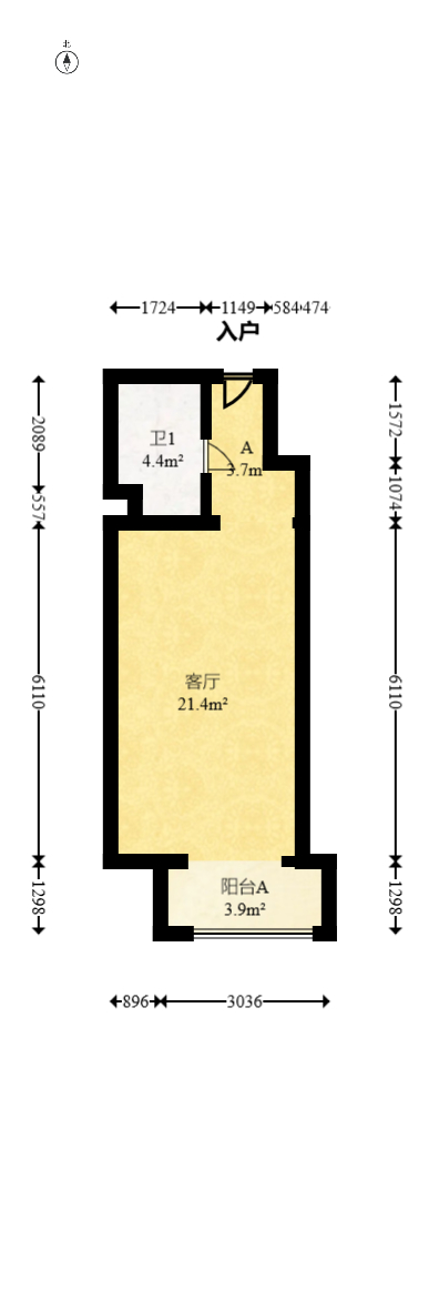 喜盈门范城  1室1厅1卫   28.80万室内图1