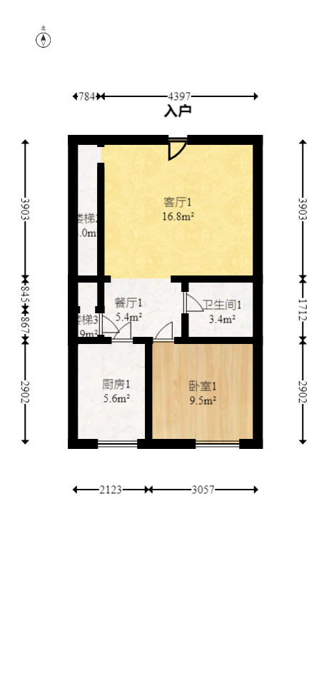宏景名厦  3室2厅1卫   75.80万室内图1