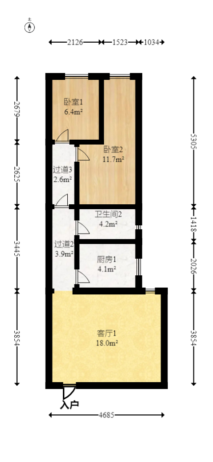 宏泽佳园  1室1厅1卫   88.00万室内图1