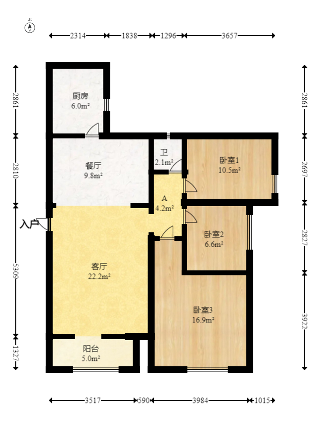 芙蓉上河图 3室2厅1卫 79.8万 芙蓉上河图 3室2厅1卫 79.8万户型图