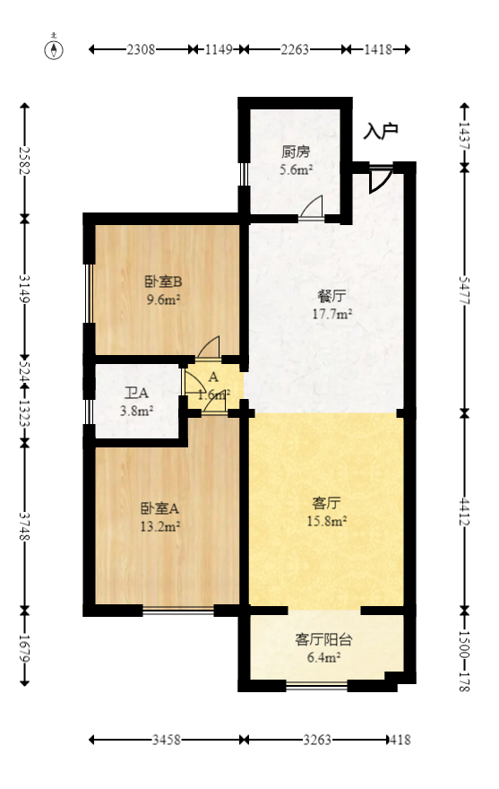 钰龙天下二期（钰龙佳园）  2室2厅1卫   190.00万室内图1