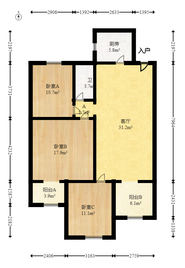 绿洲花园  3室2厅1卫    90.0万 绿洲花园  3室2厅1卫    90.0万户型图