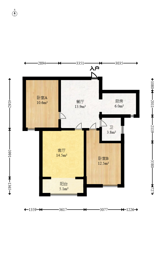 丽发新城  3室2厅2卫   58.00万室内图1