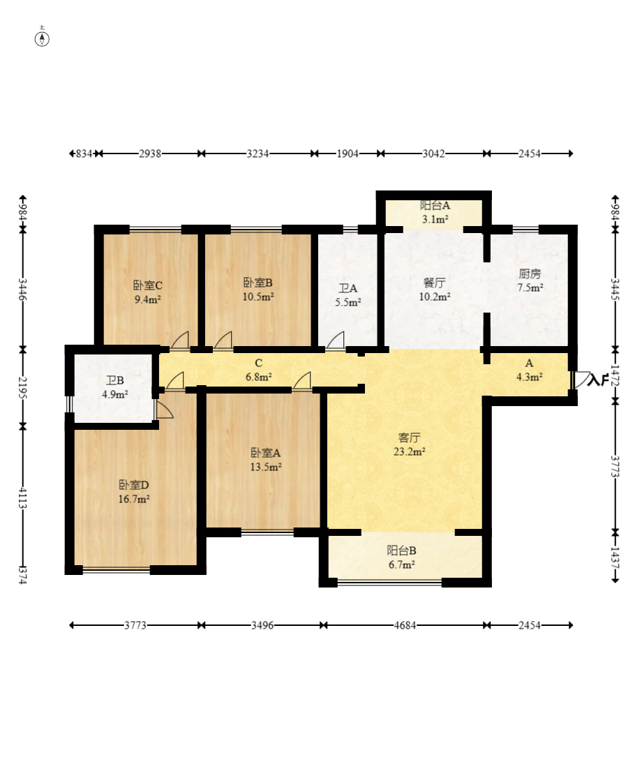 中建璟和城  4室2厅2卫   141.00万室内图1