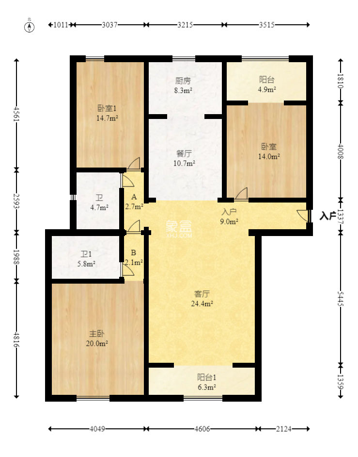 三一街区  3室2厅2卫   80.00万