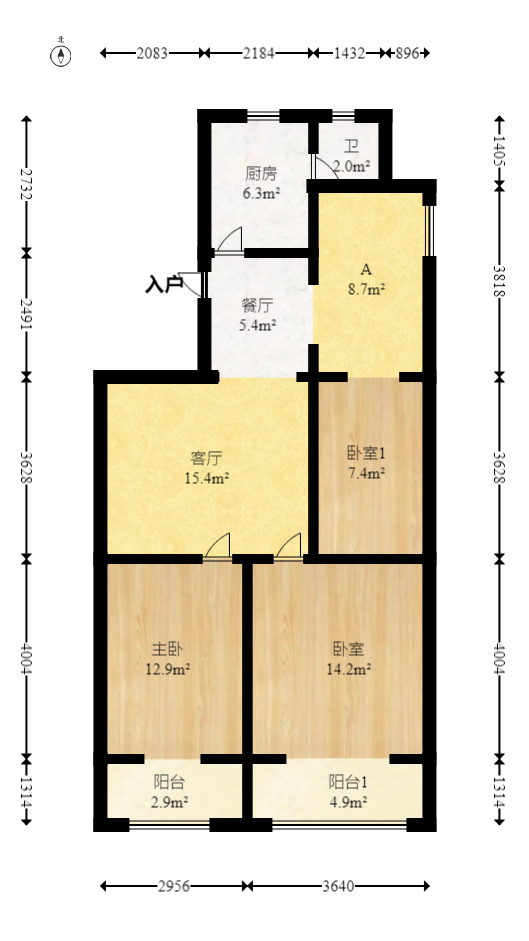 区政府宿舍  3室2厅1卫   99.00万室内图1