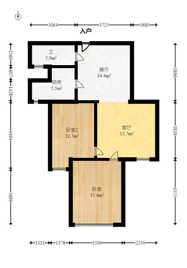 长房时代城  2室2厅1卫   85.00万室内图1