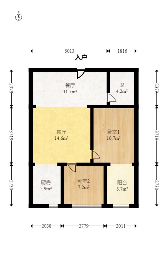 才子嘉都 2室1厅1卫 45.6万 才子嘉都 2室1厅1卫 45.6万户型图