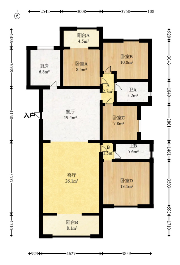 五矿万境蓝山 4室2厅2卫 140.0万 五矿万境蓝山 4室2厅2卫 140.0万户型图
