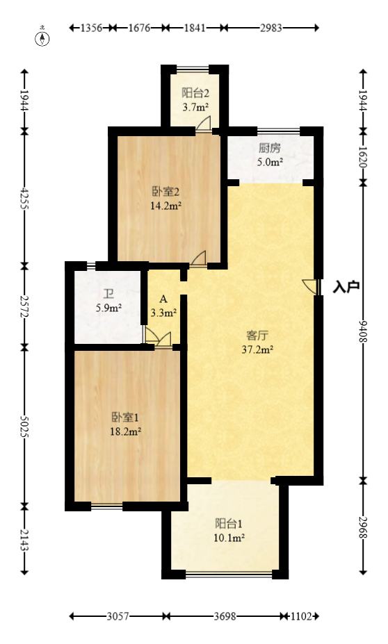 西街花园  2室2厅1卫   120.00万室内图1