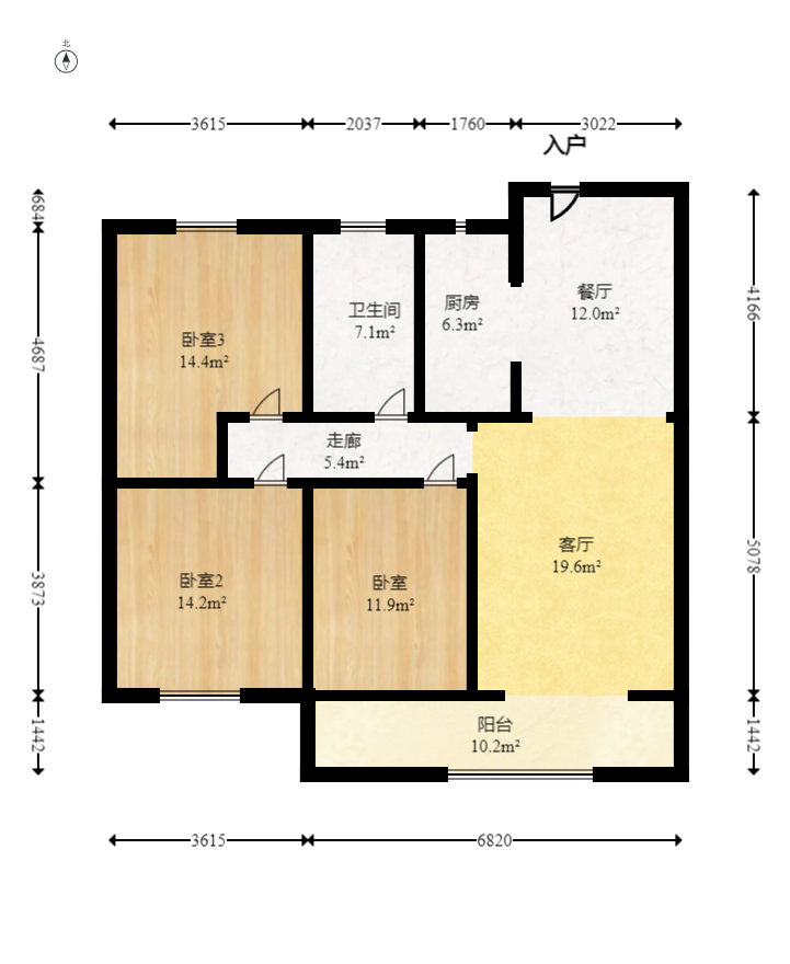 日盛湖湘花苑 3室2厅2卫 75.8万 日盛湖湘花苑 3室2厅2卫 75.8万户型图