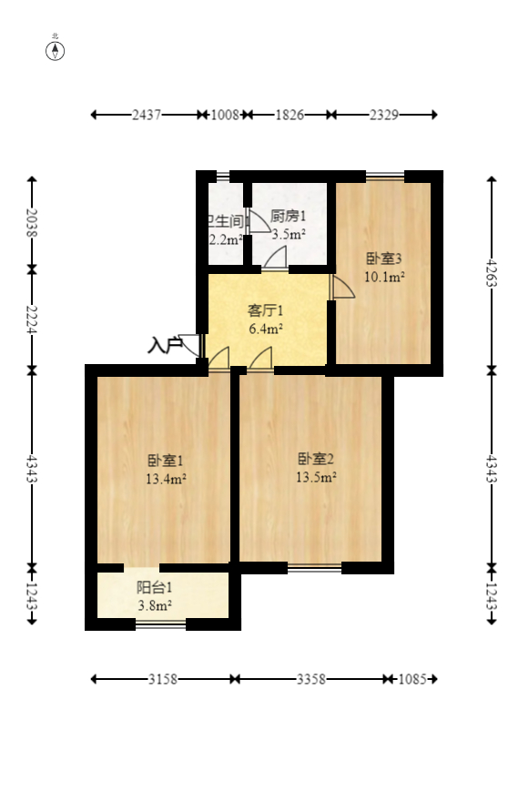 马家冲社区（马家冲小区）  2室2厅1卫   58.80万室内图1