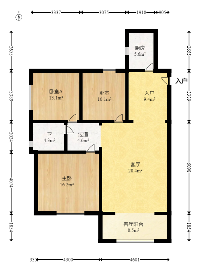 佳美星城 3室2厅1卫 66.0万 佳美星城 3室2厅1卫 66.0万户型图