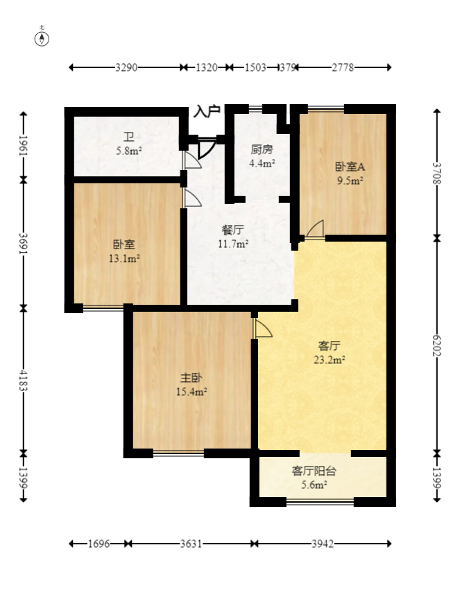 三一街区  3室2厅1卫    64.8万 三一街区  3室2厅1卫    64.8万户型图
