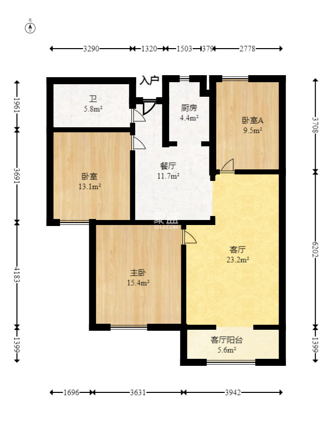 三一街区  3室2厅1卫   68.00万