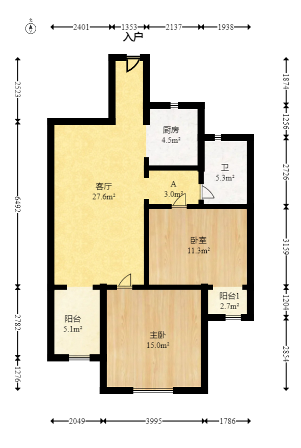 郡原居里  2室2厅1卫   55.00万室内图1