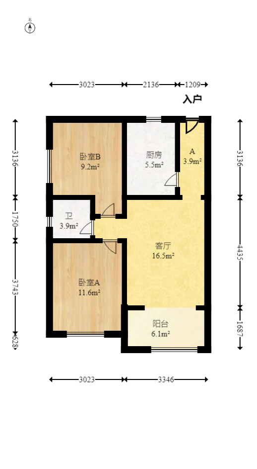 君康家园（梅溪湖七喜街）  2室2厅1卫   140.00万室内图1