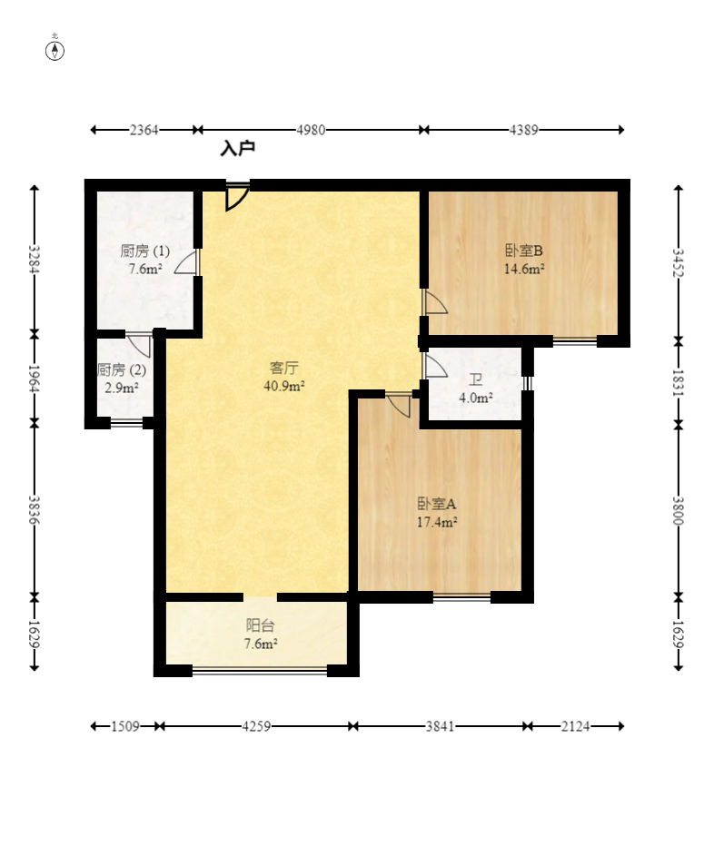 高鑫麓城 2室2厅1卫 106.0万 高鑫麓城 2室2厅1卫 106.0万户型图