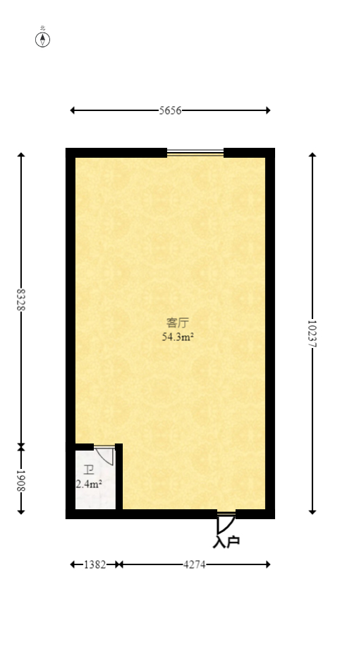 新青年公寓  1室1厅1卫   69.00万室内图1