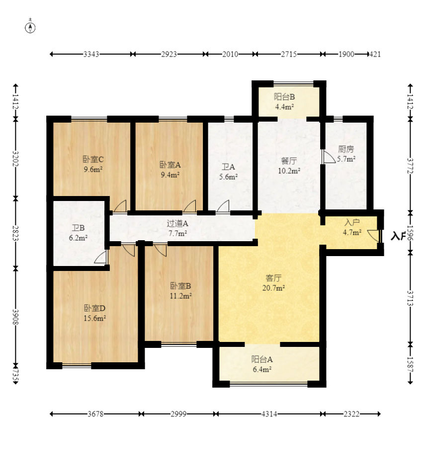 中建嘉和城鳳凰臺(tái)（中建瑞興家園）  4室2廳2衛(wèi)    120.0萬(wàn)室內(nèi)圖1