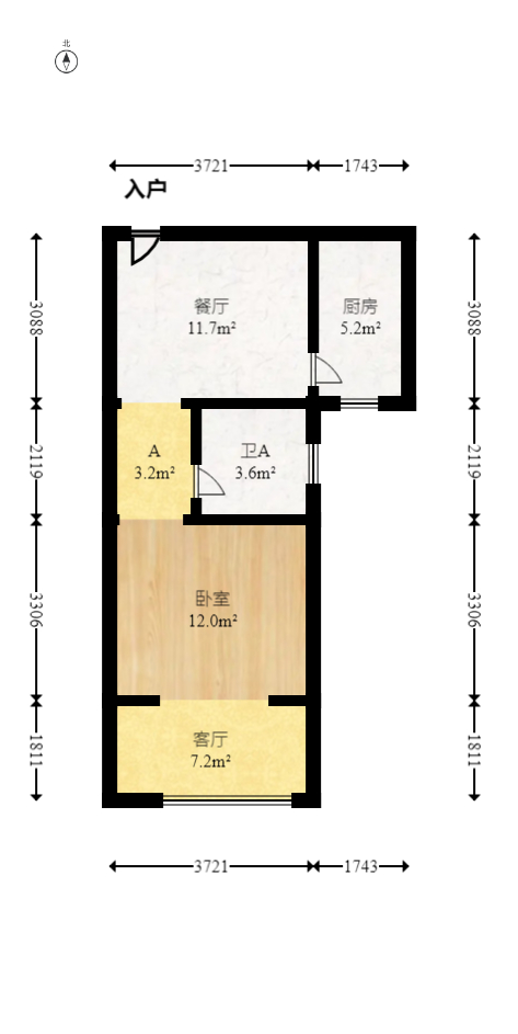 新城新世界四期柏樾  1室1厅1卫   48.00万室内图1