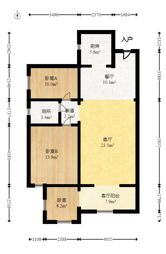 荣升家园（湘江熙岸）  3室2厅1卫   85.00万室内图1