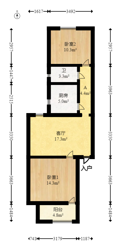 恒达花园  2室1厅1卫   30.60万室内图1