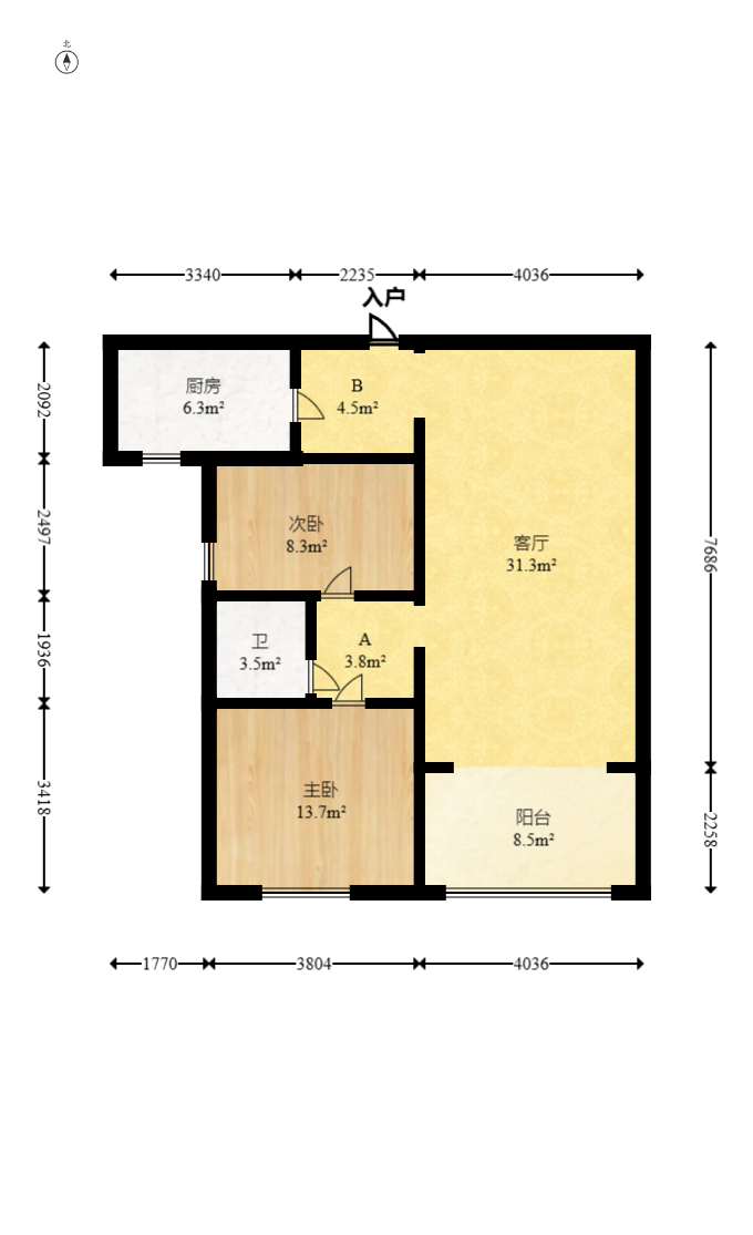 碧桂园威尼斯城 2室1厅1卫 62.0万 碧桂园威尼斯城 2室1厅1卫 62.0万户型图