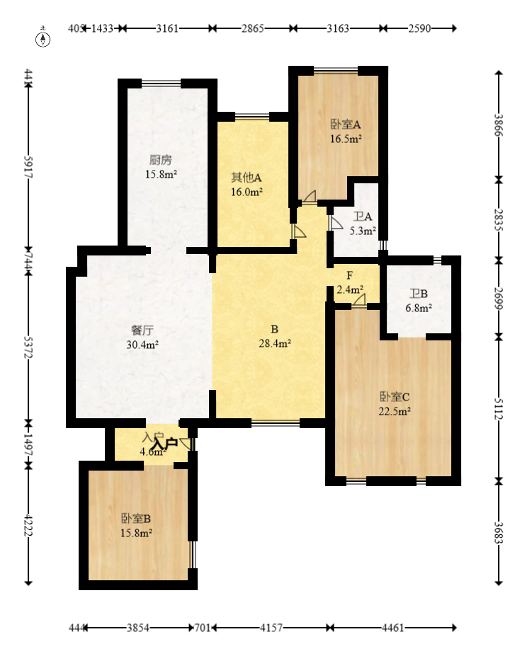 托斯卡纳  4室2厅2卫   358.00万室内图1