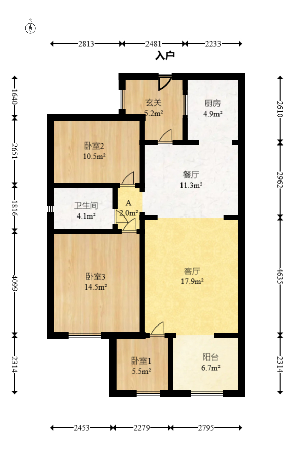 时代倾城一期  2室2厅1卫   75.80万室内图1