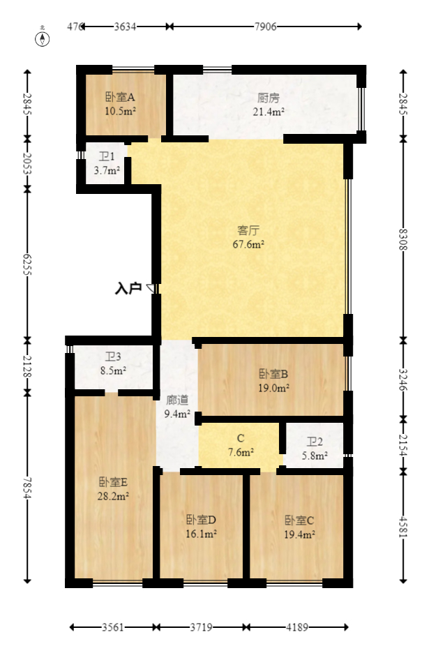 建投象山国际  5室2厅2卫    259.0万室内图1
