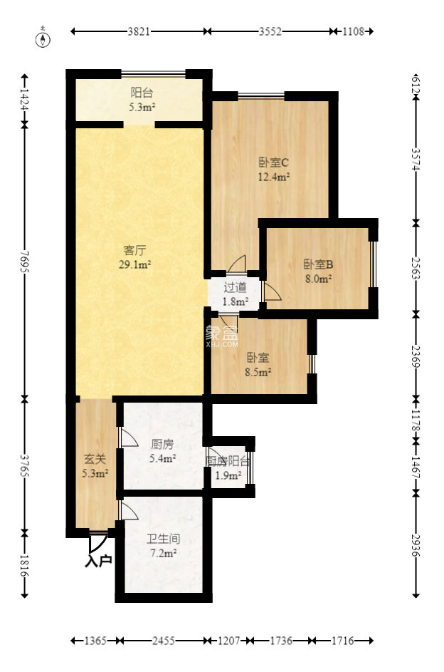 五江天街南區 3室2廳1衛 86.00萬