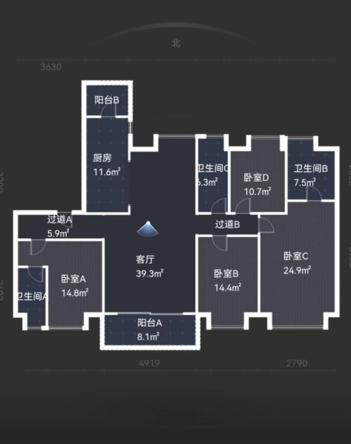 天元区碧桂园  4室2厅3卫   128.00万