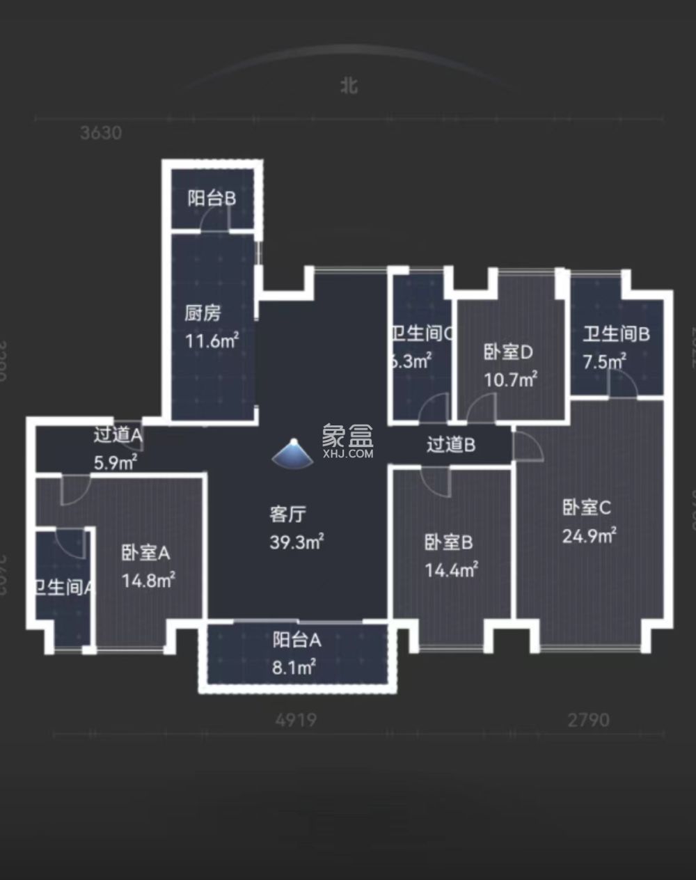 天元区碧桂园  4室2厅3卫   128.00万