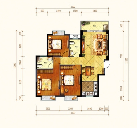 旺城天悦领秀香江 3室2厅2卫 55.0万 旺城天悦领秀香江 3室2厅2卫 55.0万室内图