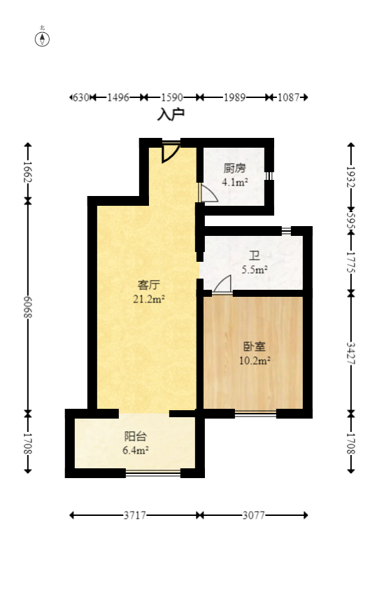 大汉汉府一期  1室1厅1卫   29.00万室内图1