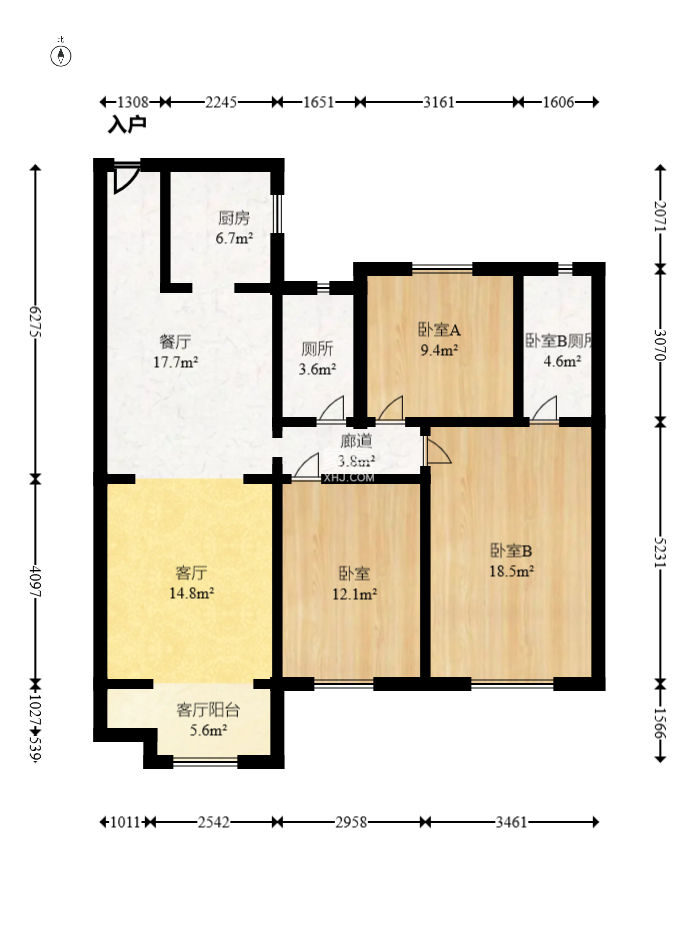 中海阅麓山一期  3室2厅2卫    132.0万