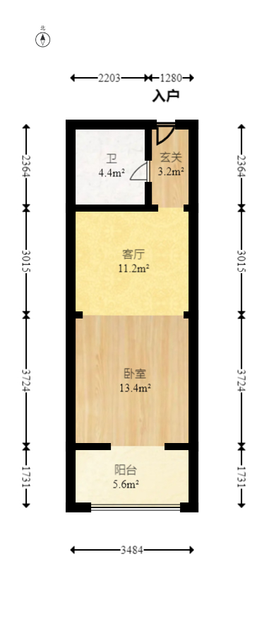 香颂国际  1室1厅1卫   38.00万室内图1