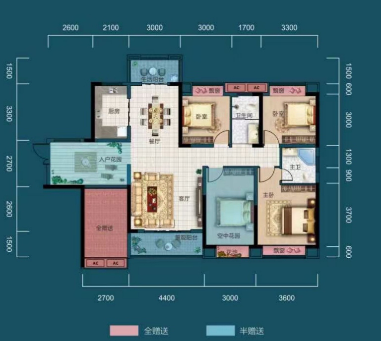 悦江山  4室2厅2卫   90.00万户型图