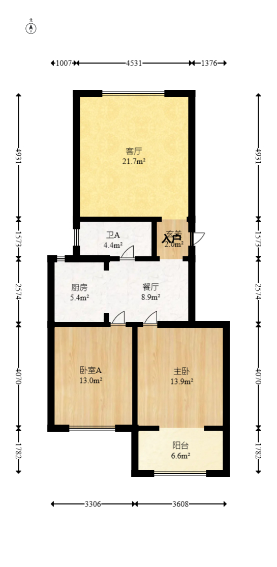 金色山庄  2室2厅1卫   91.00万室内图1